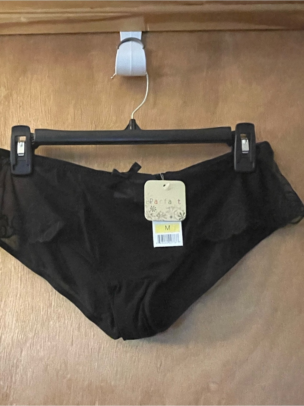 Parfait Women's Black Lace Trim Bikini Panty - M
